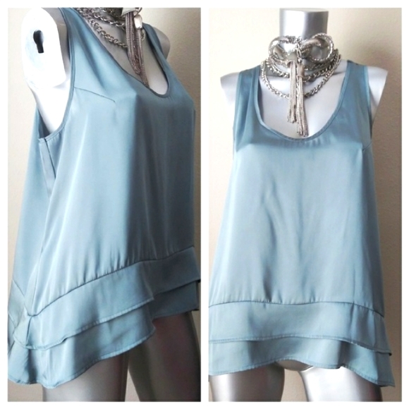 Apostrophe Fluid Sleeveless Relaxed Tiered Ruffled Hemline Tunic Top - Picture 4 of 8